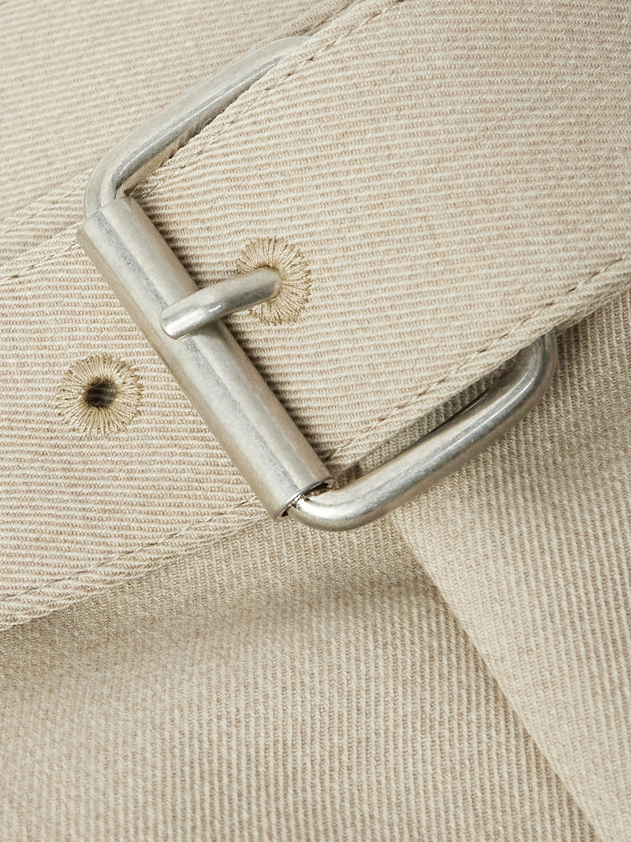 Bottega Veneta Belted Paneled Wool-twill Tapered Pants In Neutral
