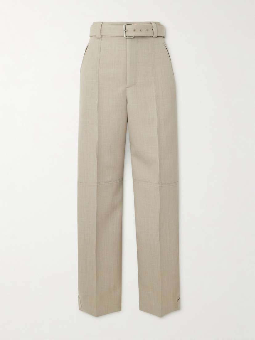 Bottega Veneta Belted Paneled Wool-twill Tapered Pants