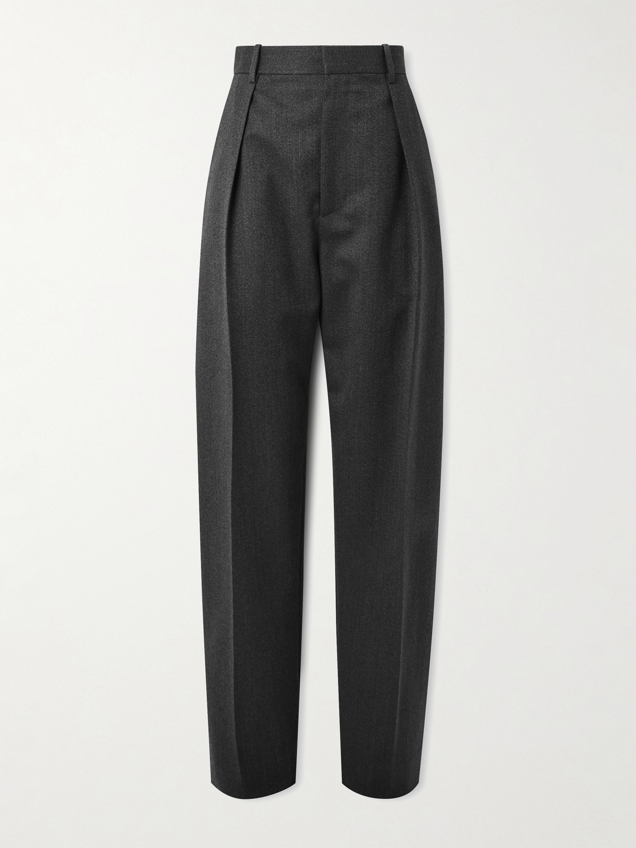 Bottega Veneta Pleated Wool-twill Tapered Pants In Black