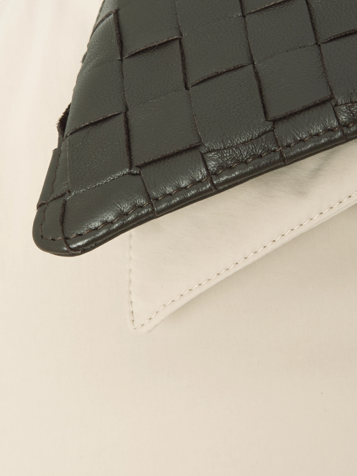 Bottega Veneta Intrecciato Leather-trimmed Recycled-shell Down Jacket In Neutral