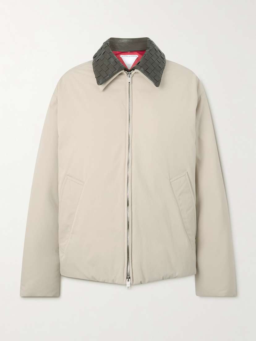 Bottega Veneta Intrecciato Leather-trimmed Recycled-shell Down Jacket