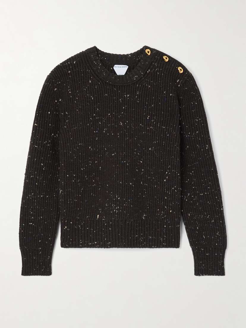Bottega Veneta Button-detailed Ribbed Wool-blend Sweater