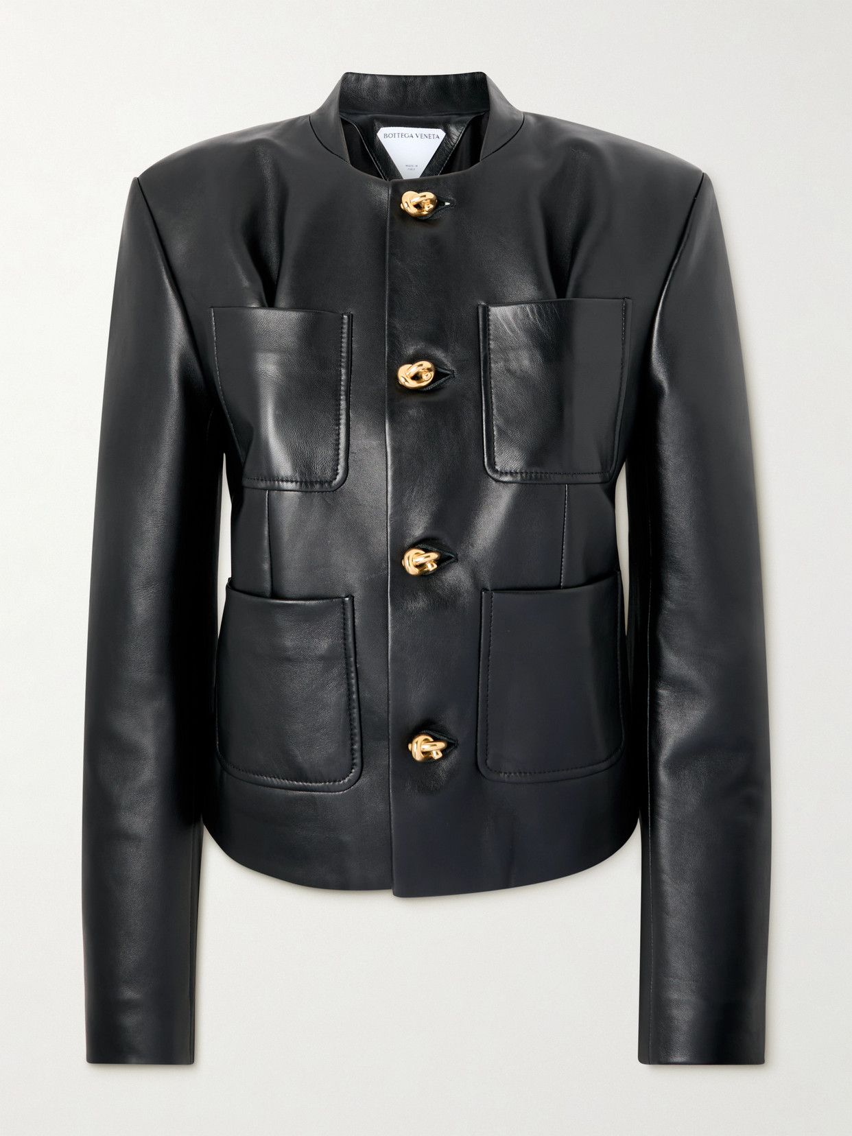 Bottega Veneta Soft Napa Lambskin Leather Jacket With Knot Buttons In Black