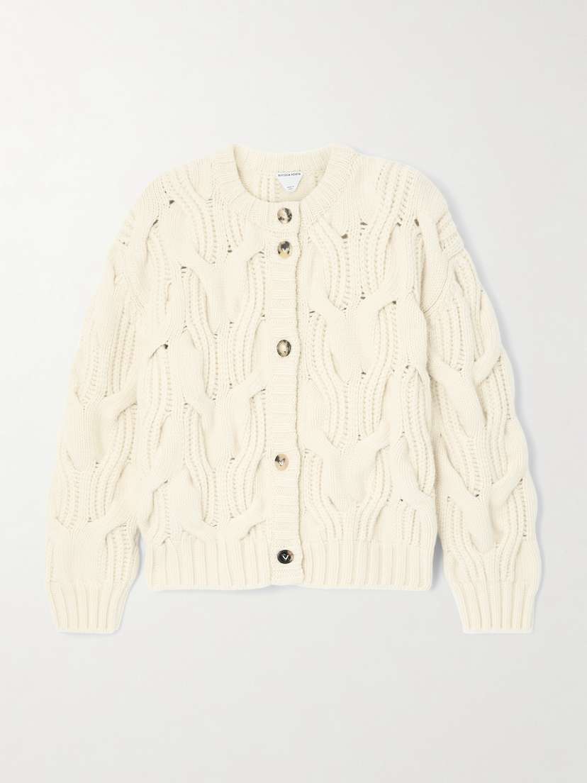 Bottega Veneta Cropped Cable-knit Wool Cardigan