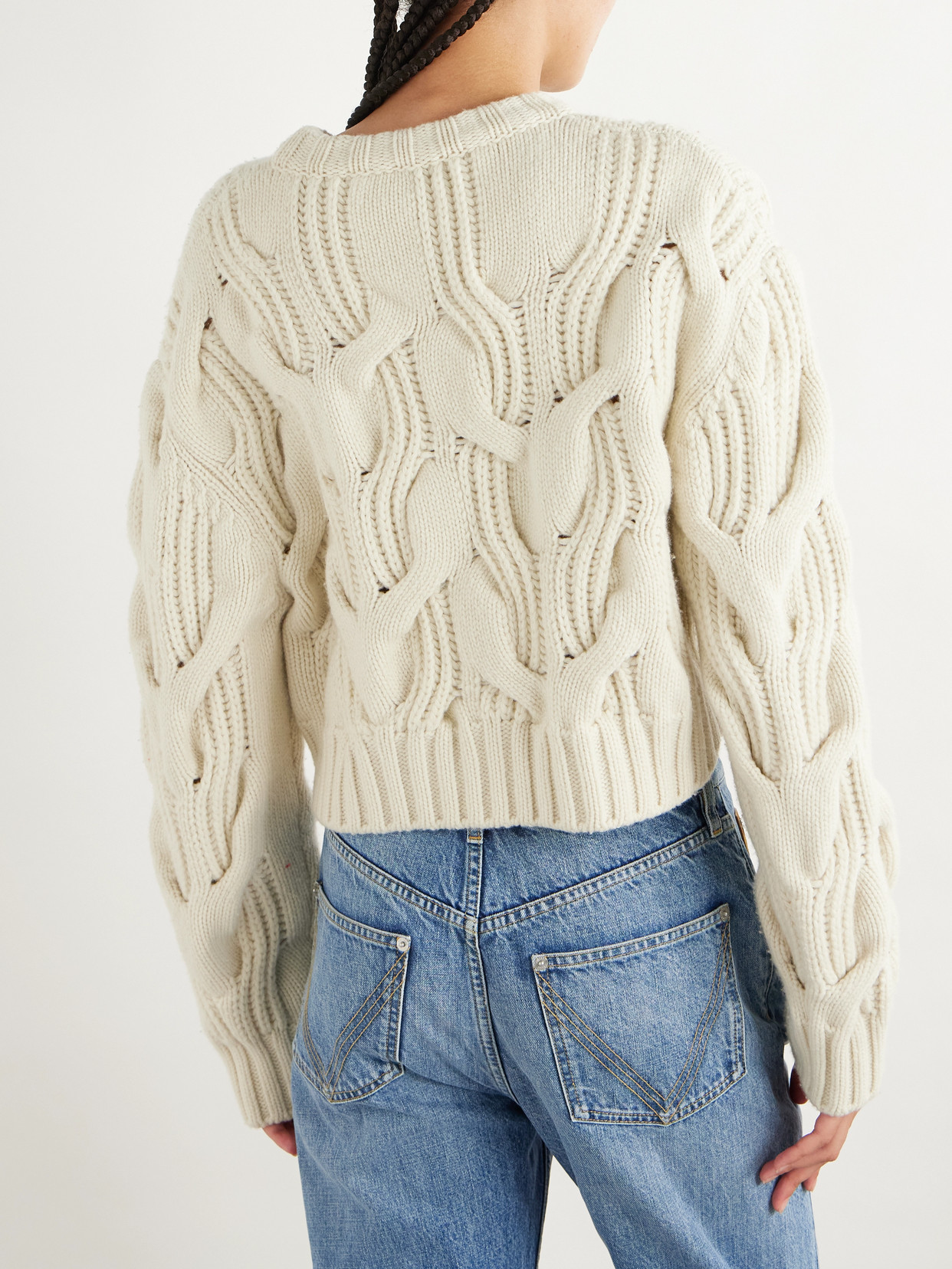 Cropped Cable-Knit Sweater