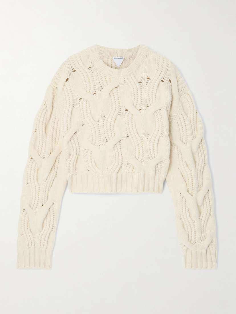 Bottega Veneta Cropped Cable-knit Wool Sweater
