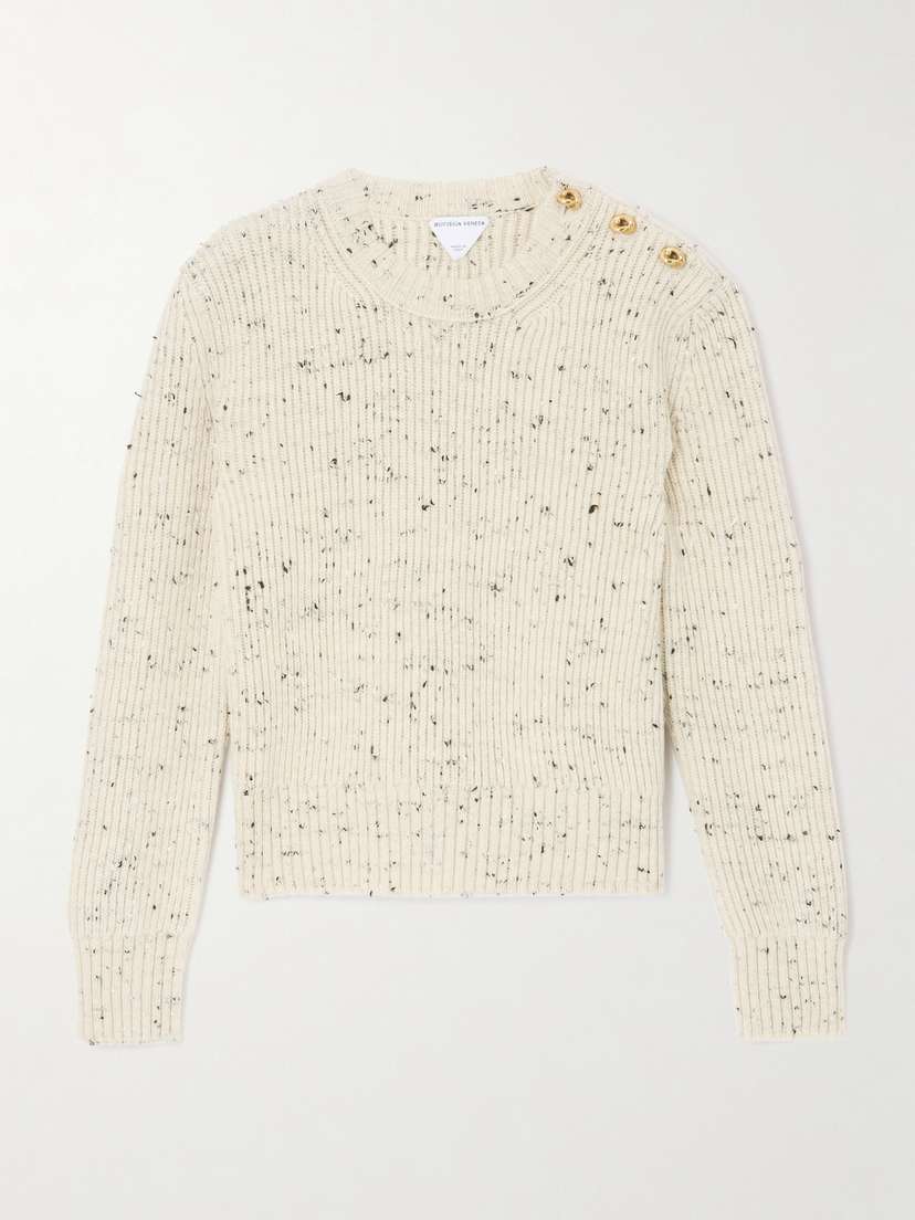 Bottega Veneta Button-detailed Ribbed Wool-blend Sweater