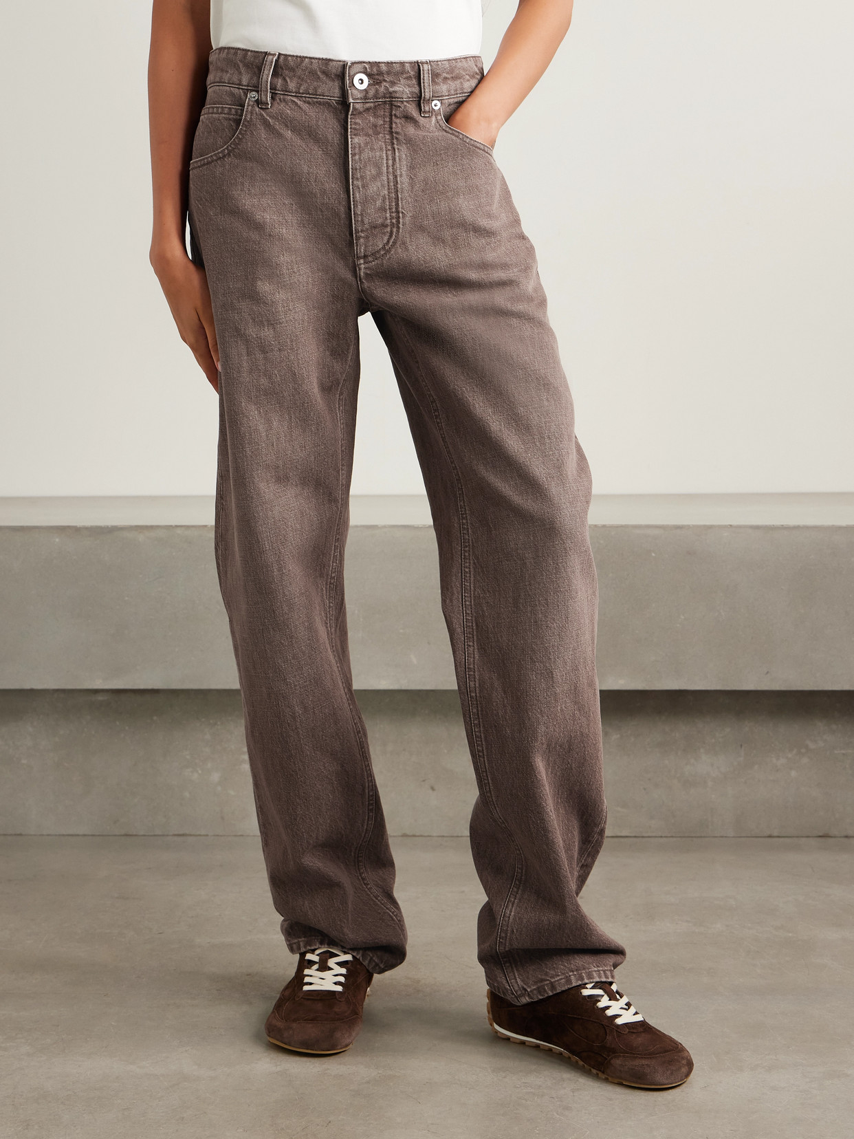 Bottega Veneta Cargo Style Jeans Featuring Multiple Pockets In Brown
