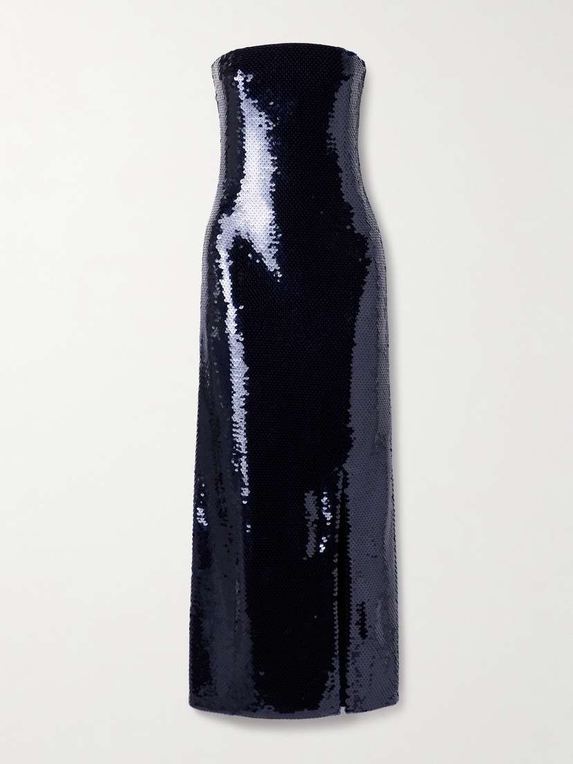 Bottega Veneta Strapless Sequin-embellished Recycled-tulle Maxi Dress