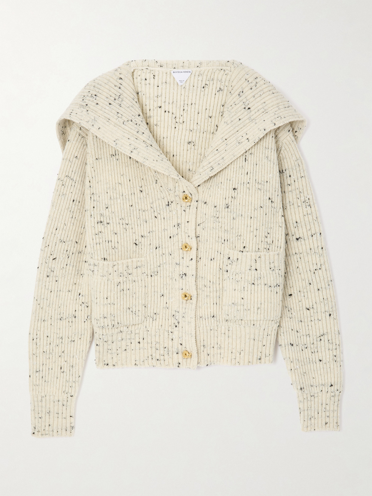 Bottega Veneta Womens Dove Knot Ribbed Wool-blend Cardigan In White