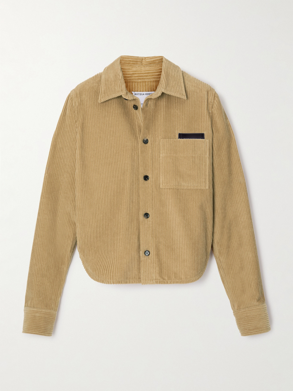 Bottega Veneta Leather-trimmed Cotton-corduroy Shirt In Brown