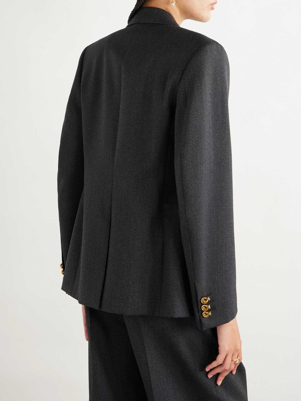 Bottega Veneta Double-breasted Wool Blazer With Embellished Buttons In Black