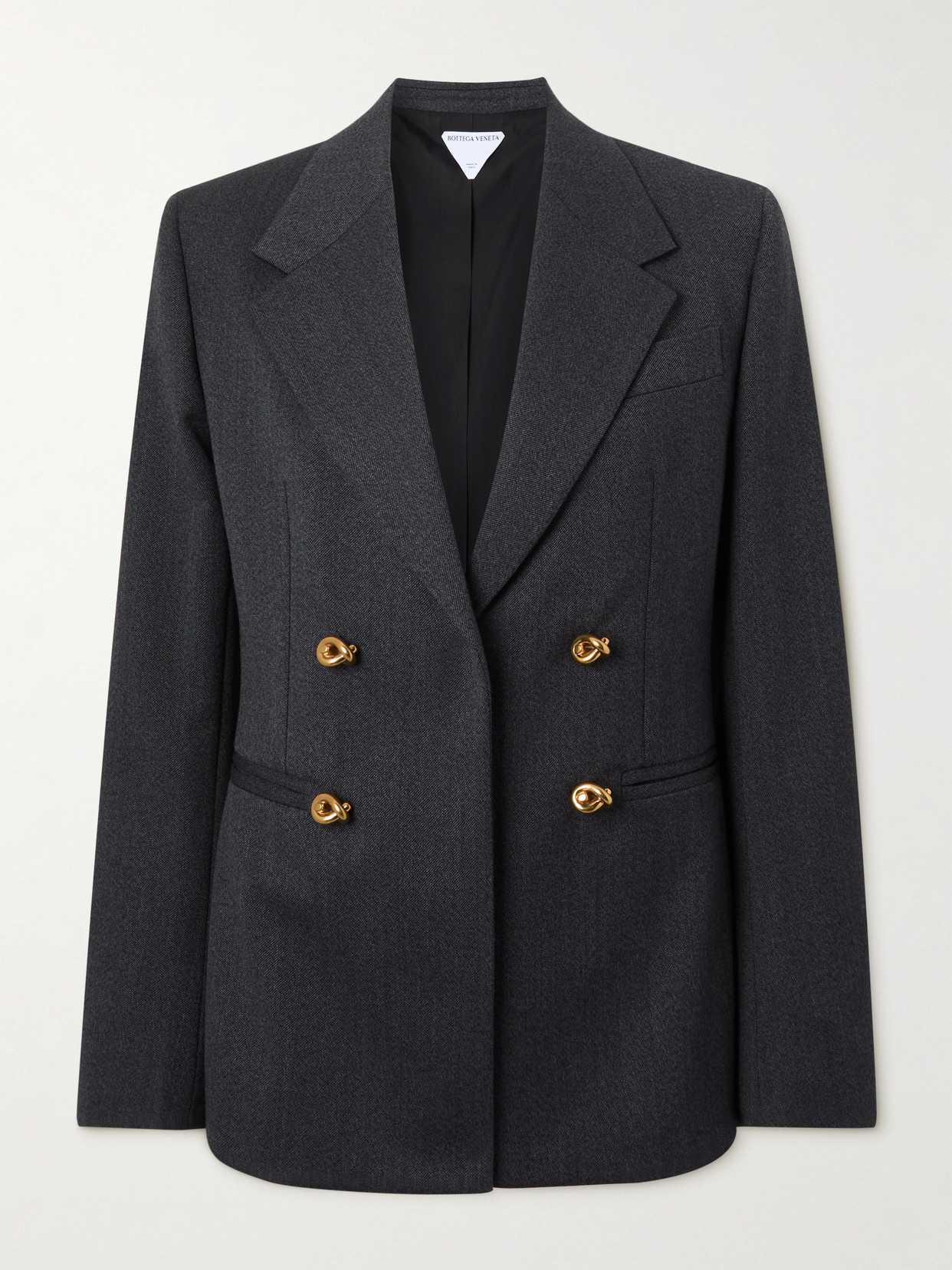 Bottega Veneta Double-breasted Wool Blazer With Embellished Buttons In Black