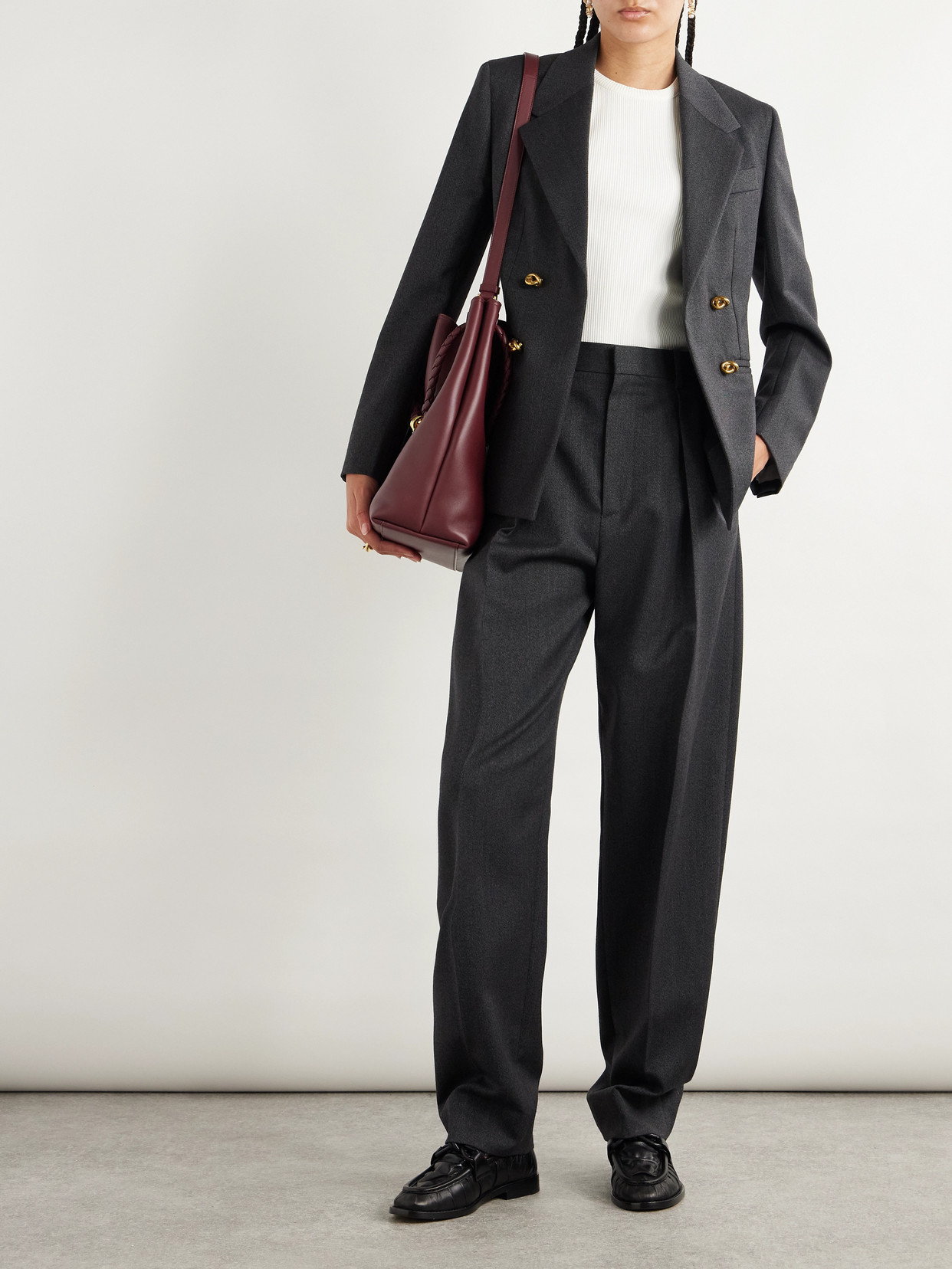 Bottega Veneta Double-breasted Wool Blazer With Embellished Buttons In Black