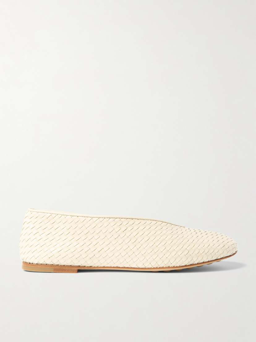 Bottega Veneta Rosa Intrecciato Leather Ballet Flats