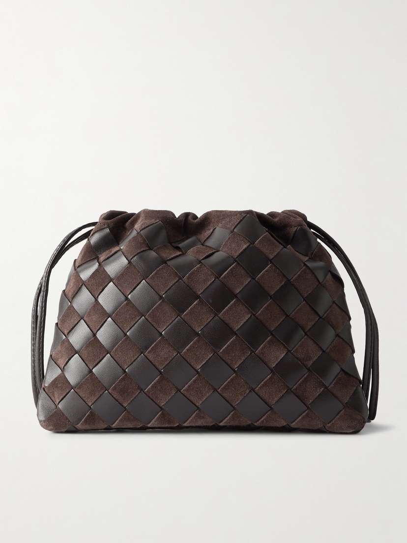 Bottega Veneta Intrecciato Leather And Suede Pouch