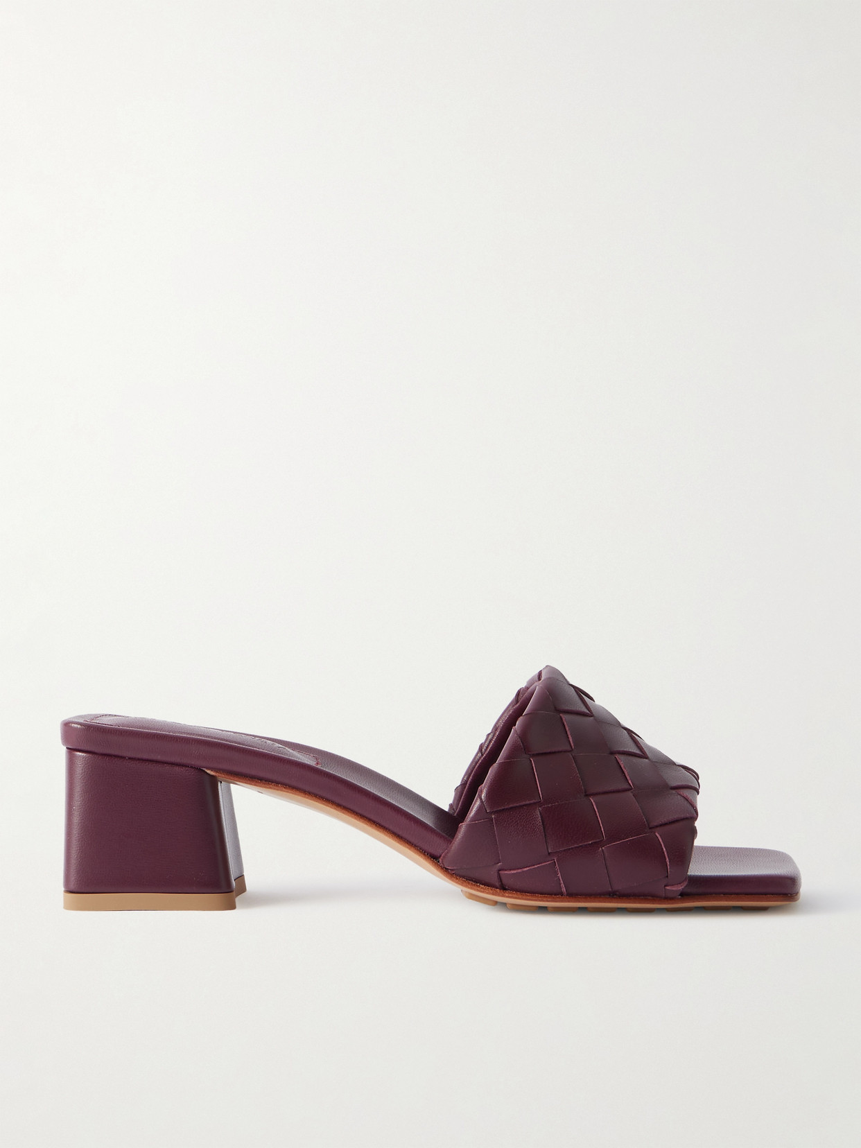 Bottega Veneta Riva Intrecciato Leather Mules In Red