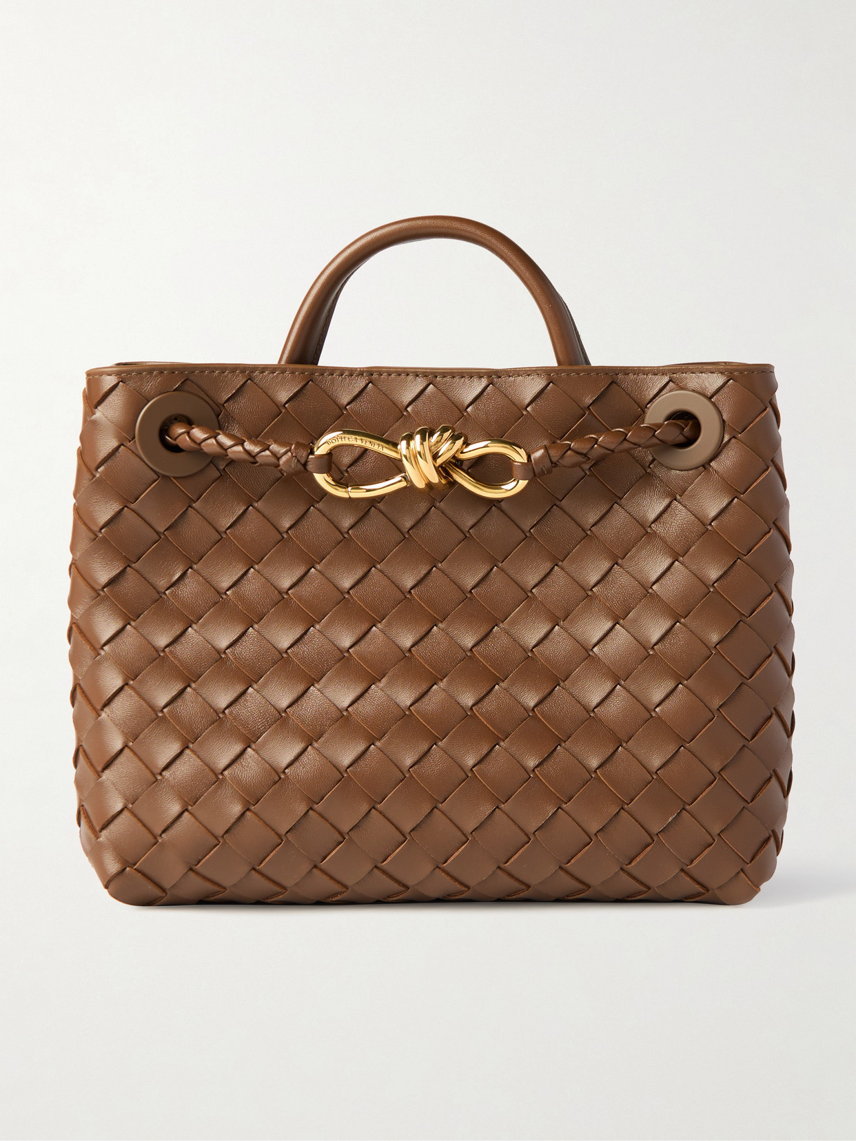 Bottega Veneta Andiamo Small Intrecciato Leather Tote In Brown
