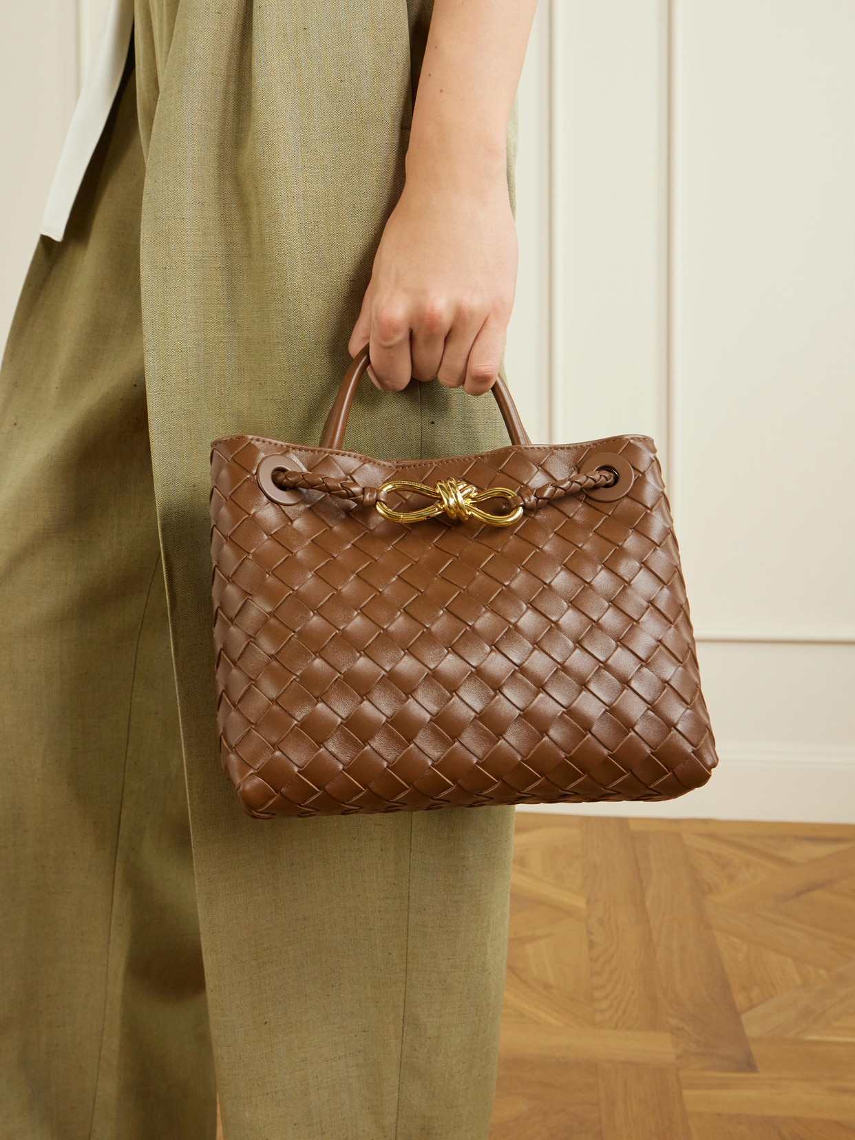 Andiamo Small Intrecciato Leather Tote