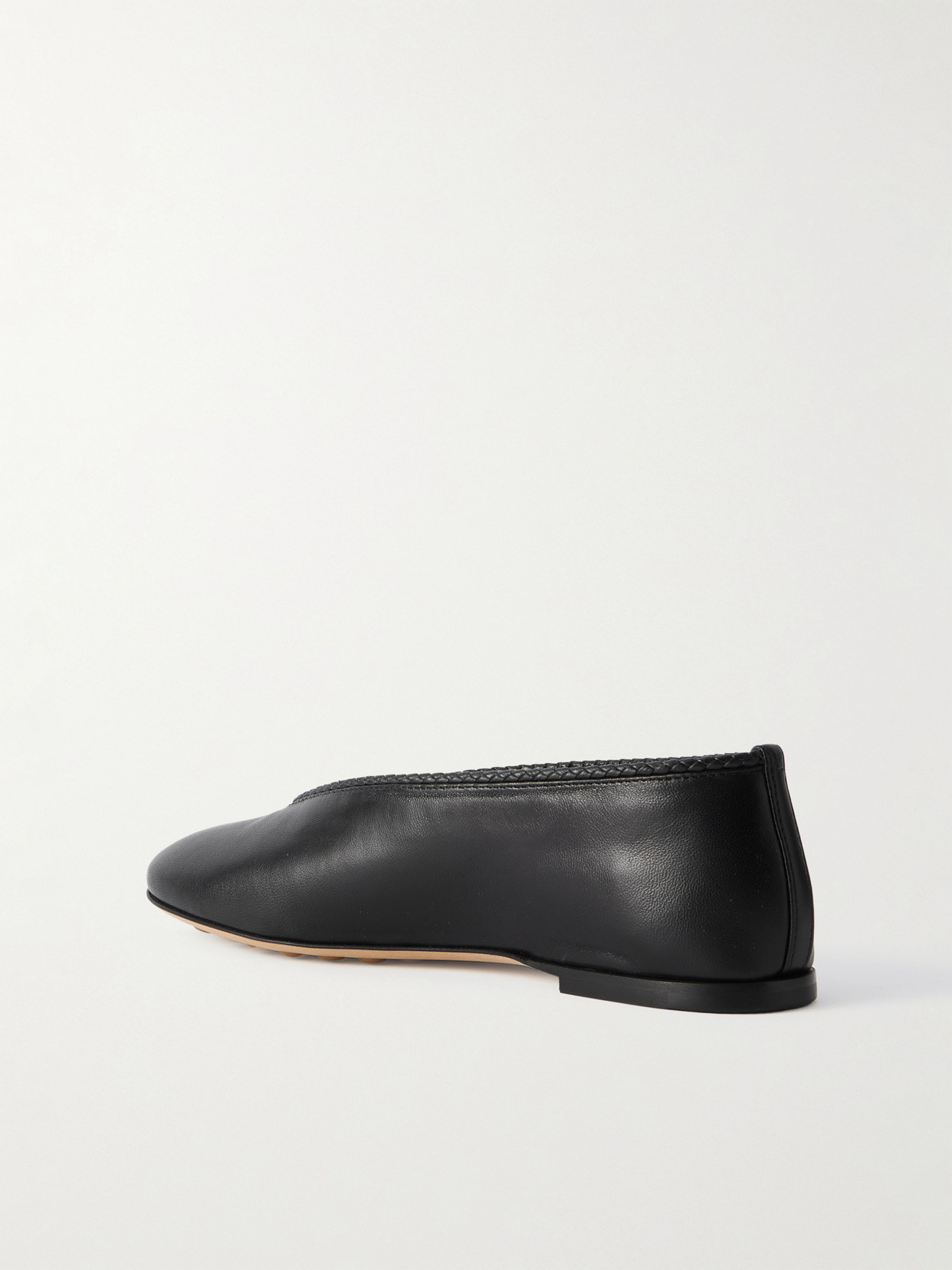 Rosa Intrecciato-Trimmed Ballet Flats