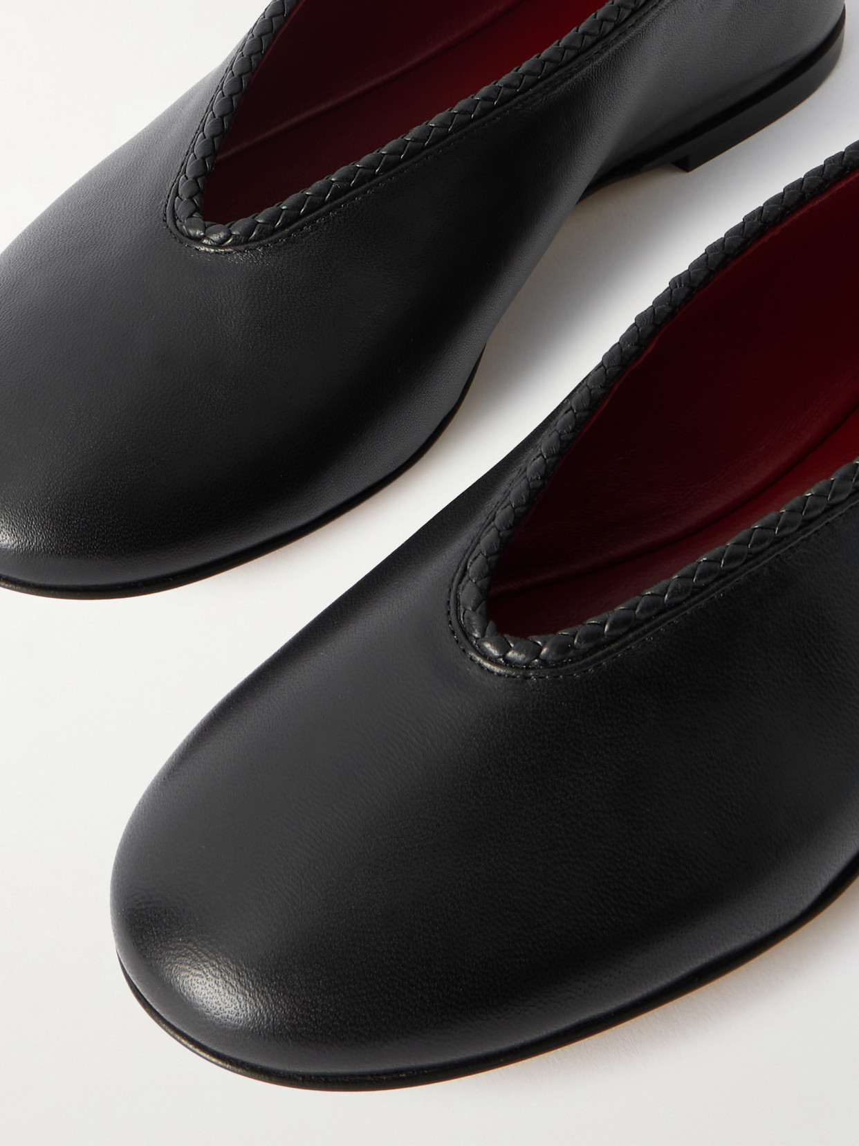 Rosa Intrecciato-Trimmed Ballet Flats