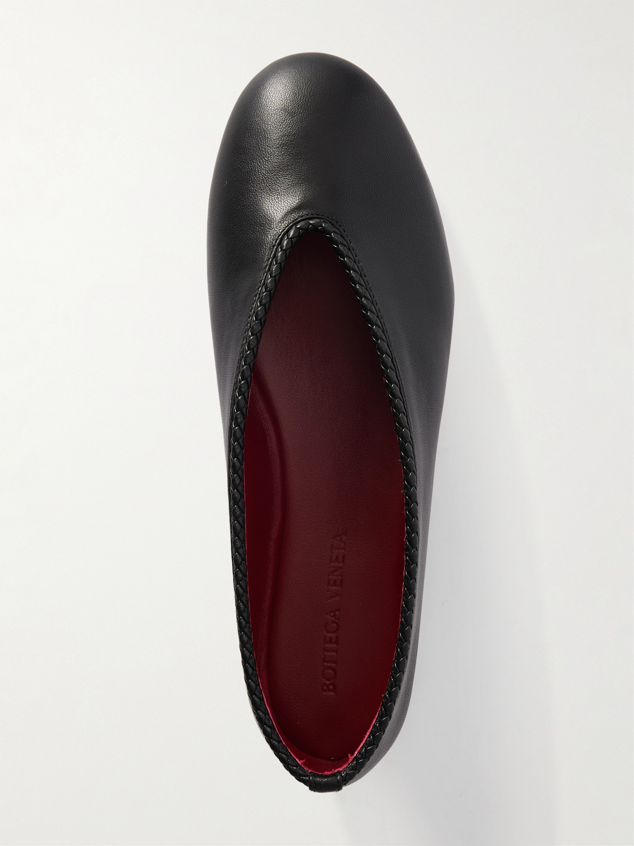 Rosa Intrecciato-Trimmed Ballet Flats