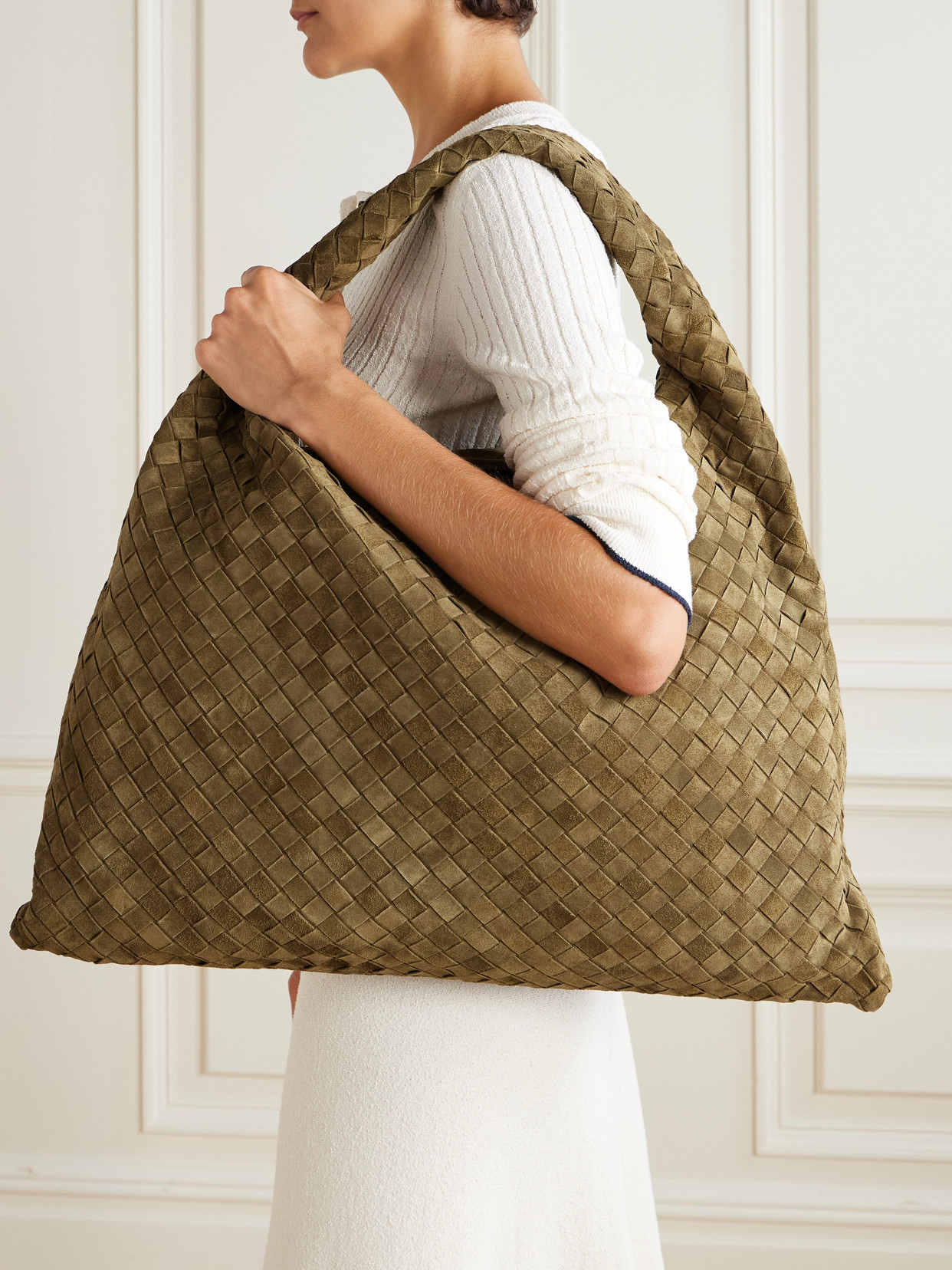 Hop Large Intrecciato Suede Tote