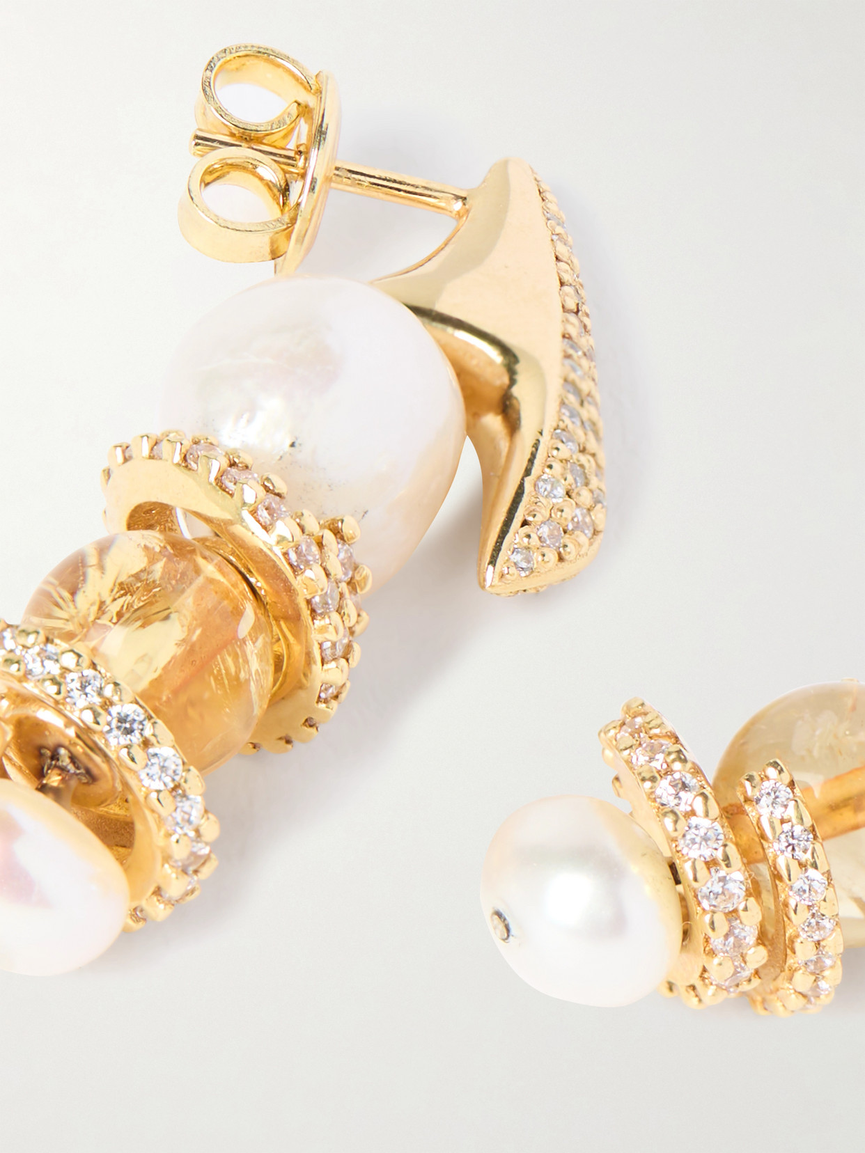 Bottega Veneta Gold-plated Multi-stone Earrings In Gold