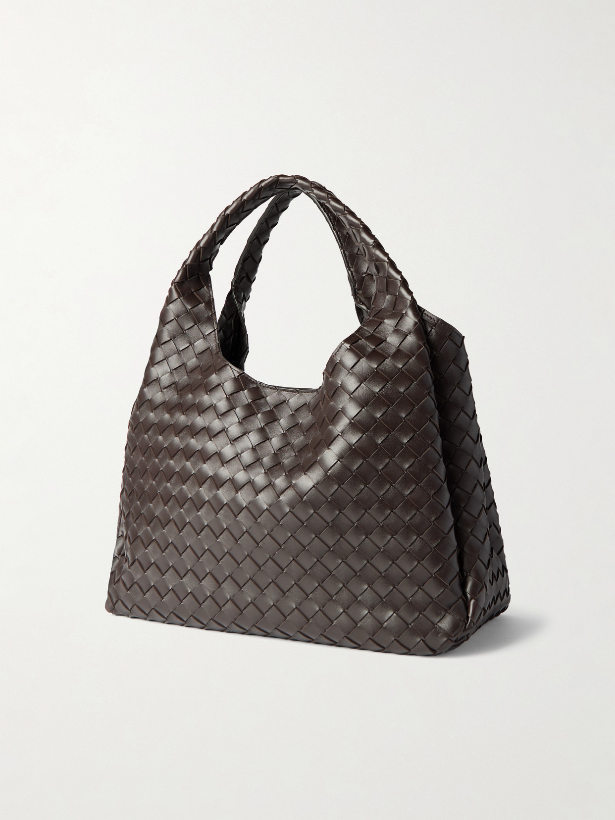 Bottega Veneta Campana Large Intrecciato Leather Shoulder Bag In Brown