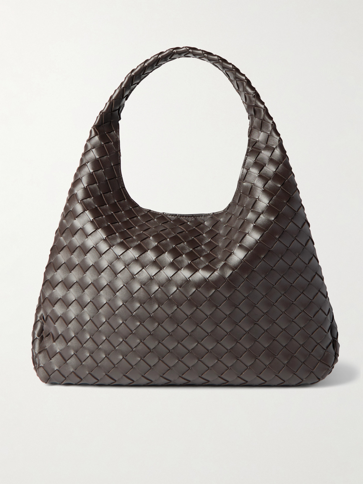 Bottega Veneta Campana Large Intrecciato Leather Shoulder Bag In Brown