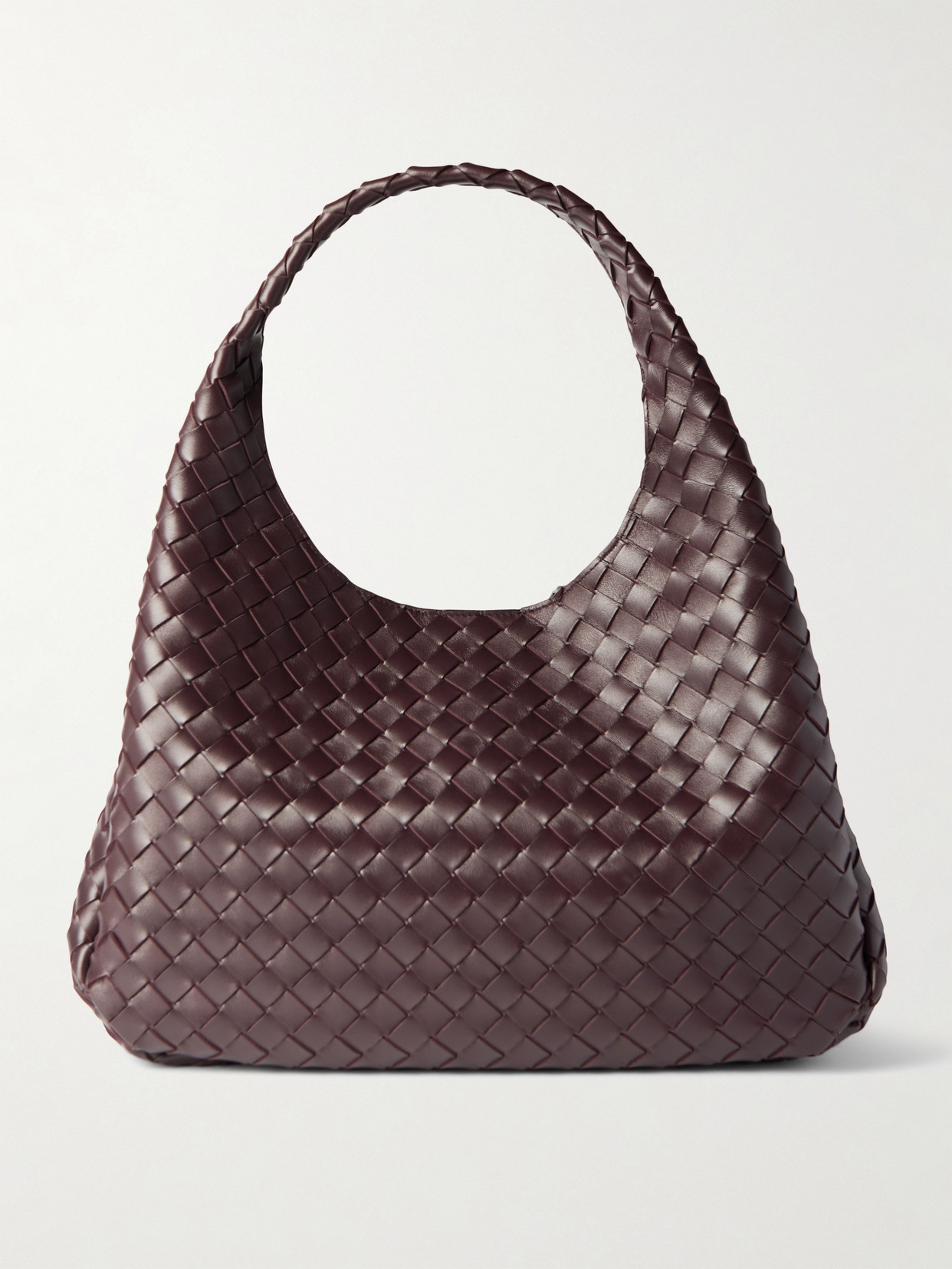 Bottega Veneta Campana Large Intrecciato Leather Shoulder Bag In Burgundy