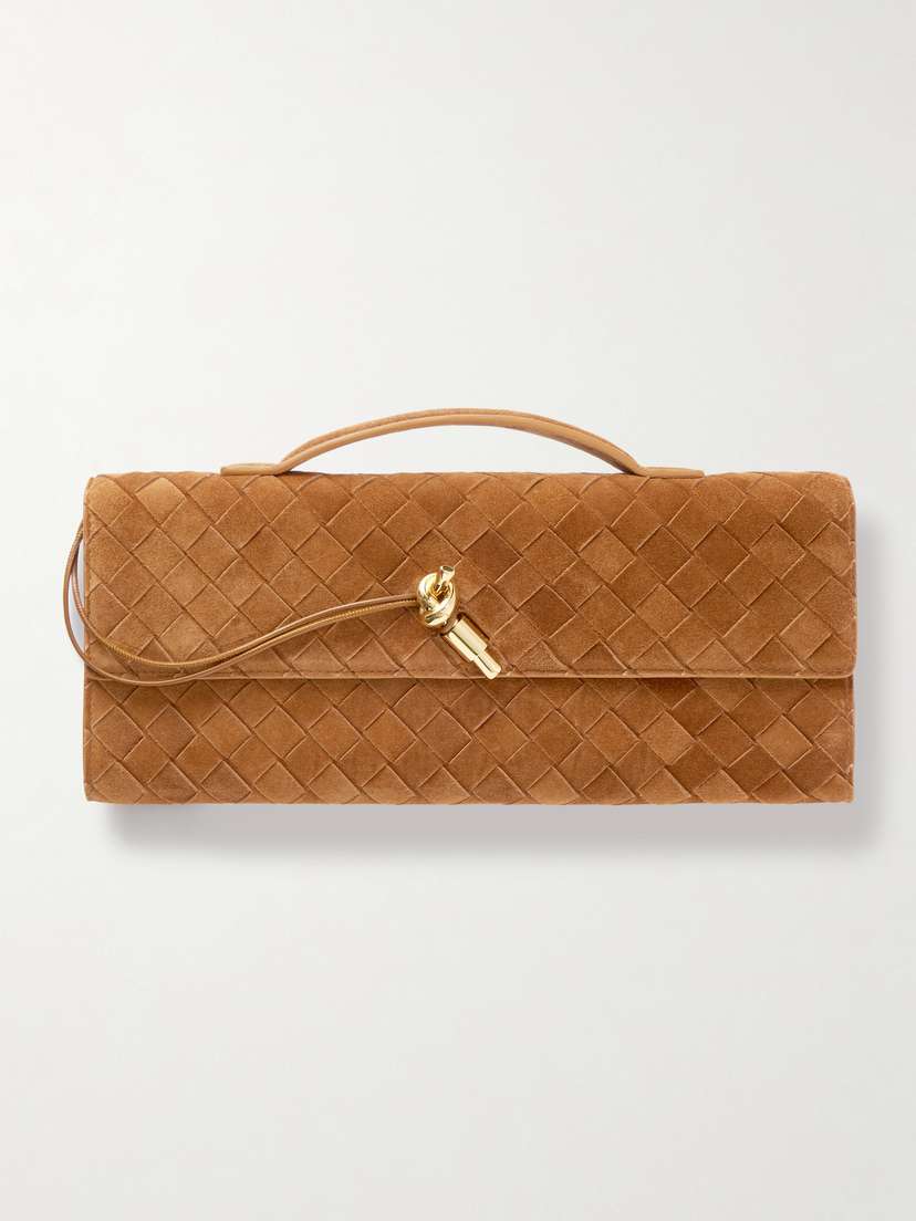 Bottega Veneta Intrecciato Suede Clutch