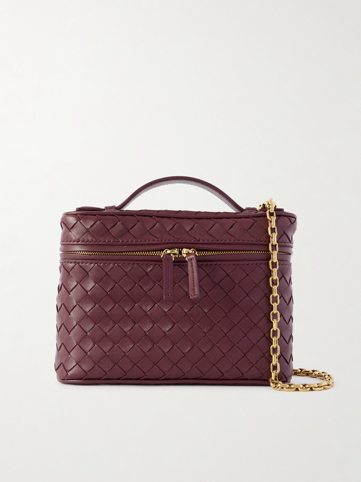 Bottega Veneta Bang Bang Vanity Small Intrecciato Leather Tote In Burgundy