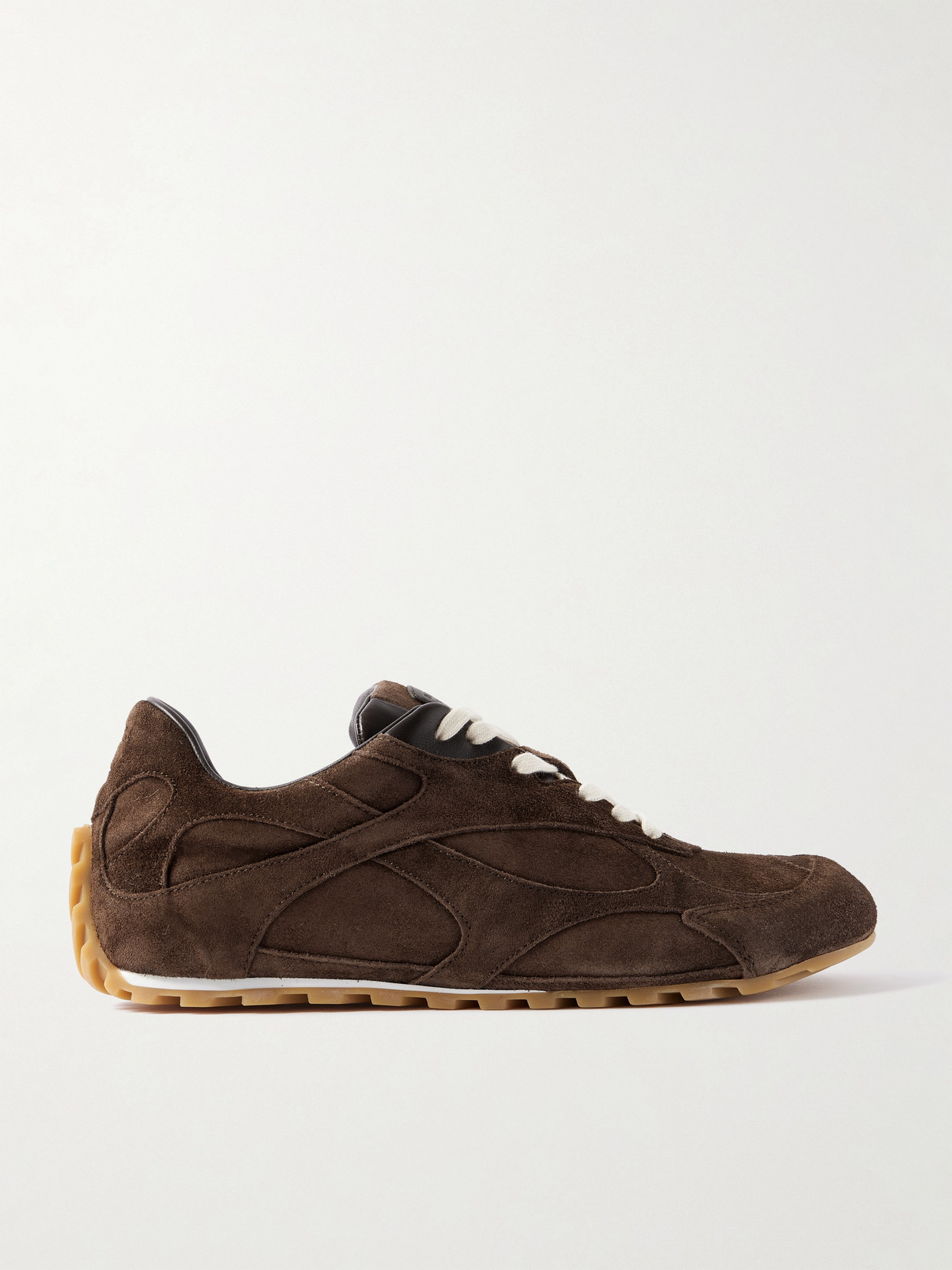 Bottega Veneta Orbit Flash Leather-trimmed Suede Sneakers In Brown