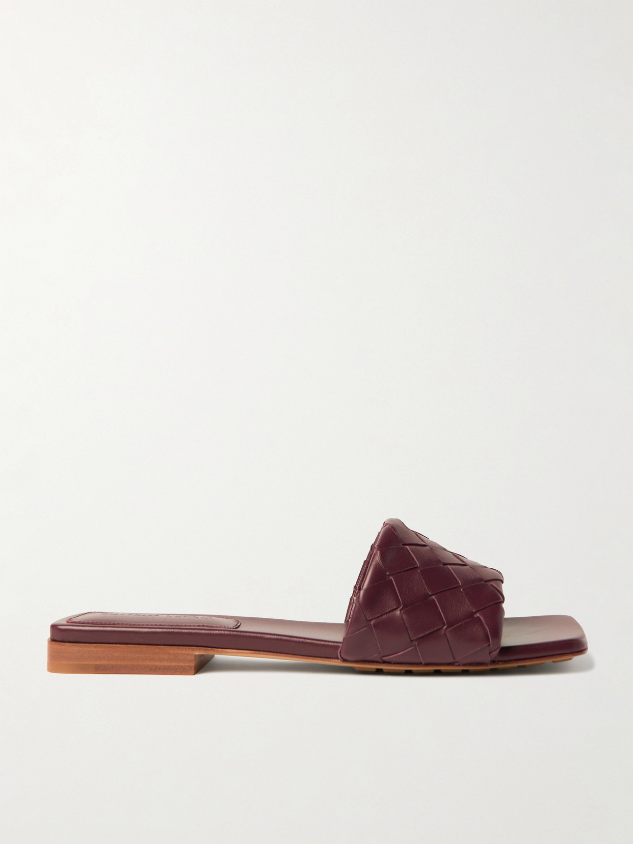 Bottega Veneta Parco Intrecciato Leather Slides In Red
