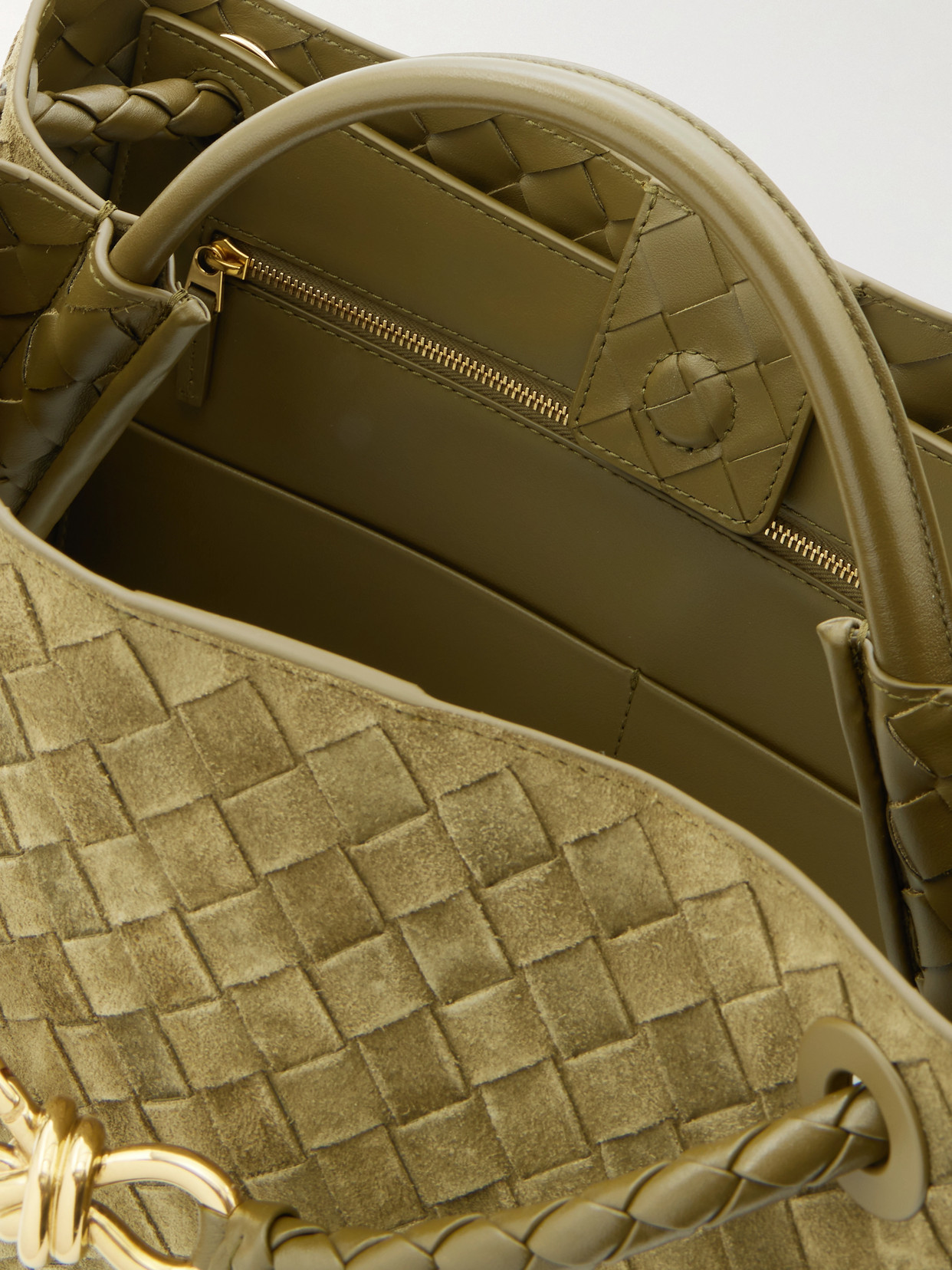 Andiamo Medium Leather-Trimmed Intrecciato Suede Tote