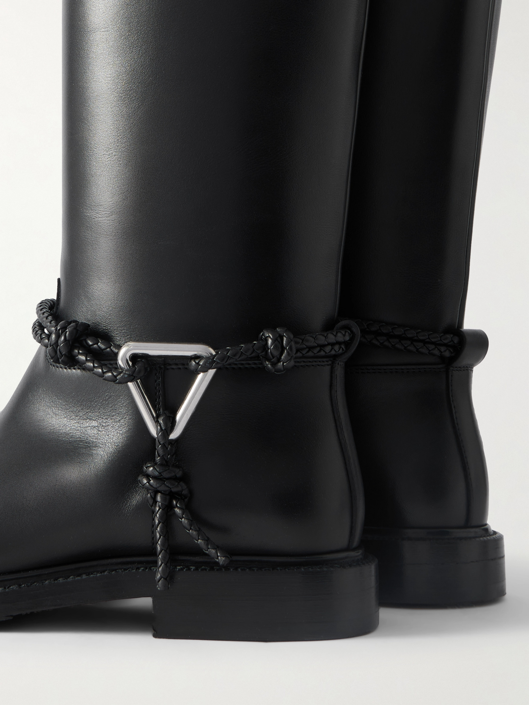 Bottega Veneta - James intrecciato-trimmed leather knee boots | Plush