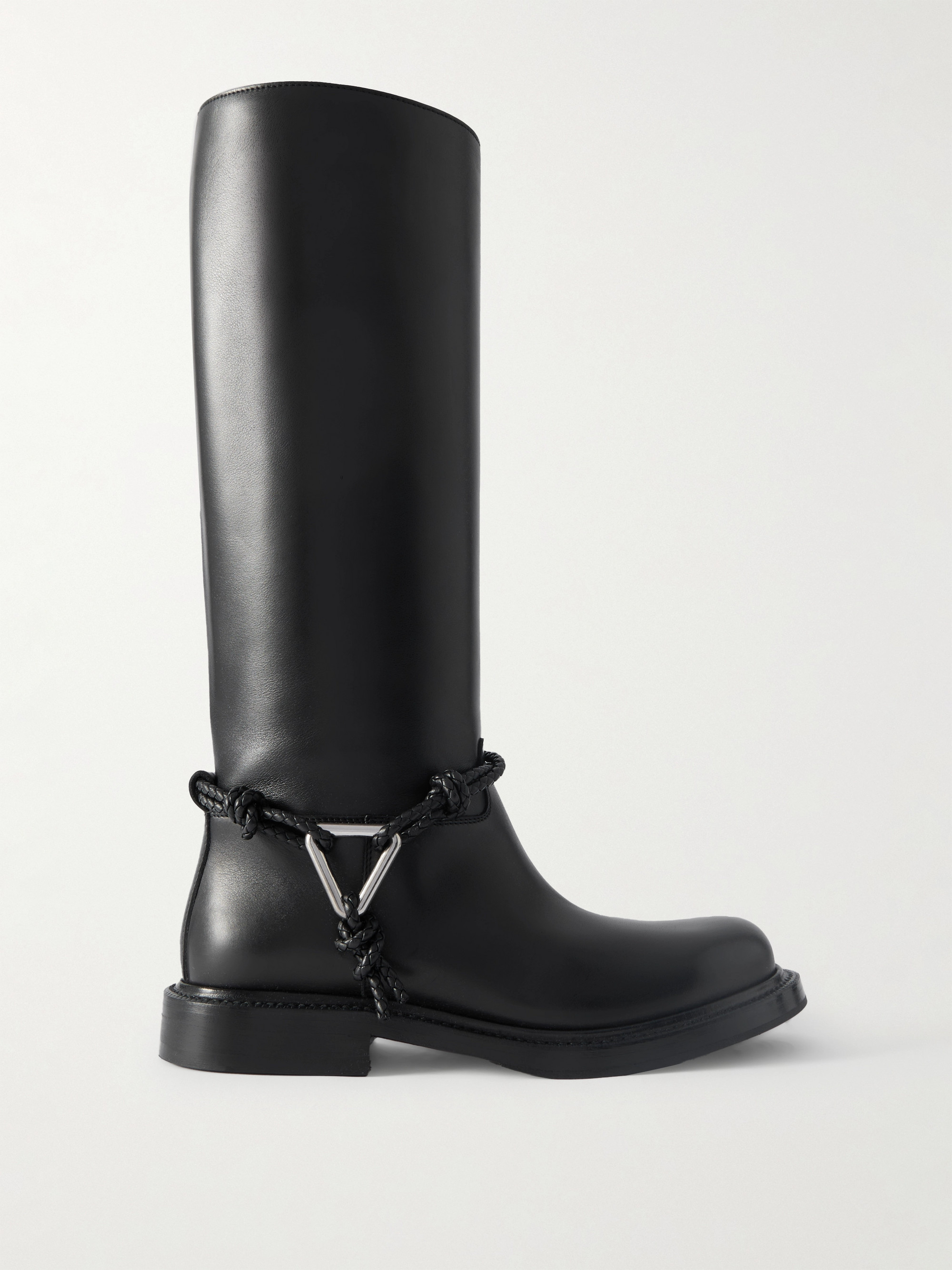 Bottega Veneta - James intrecciato-trimmed leather knee boots | Plush