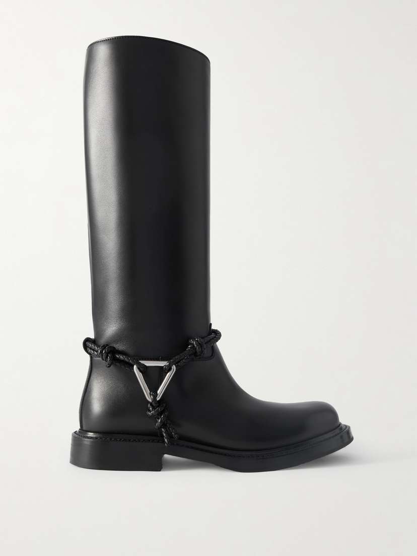Bottega Veneta James Intrecciato-trimmed Leather Knee Boots