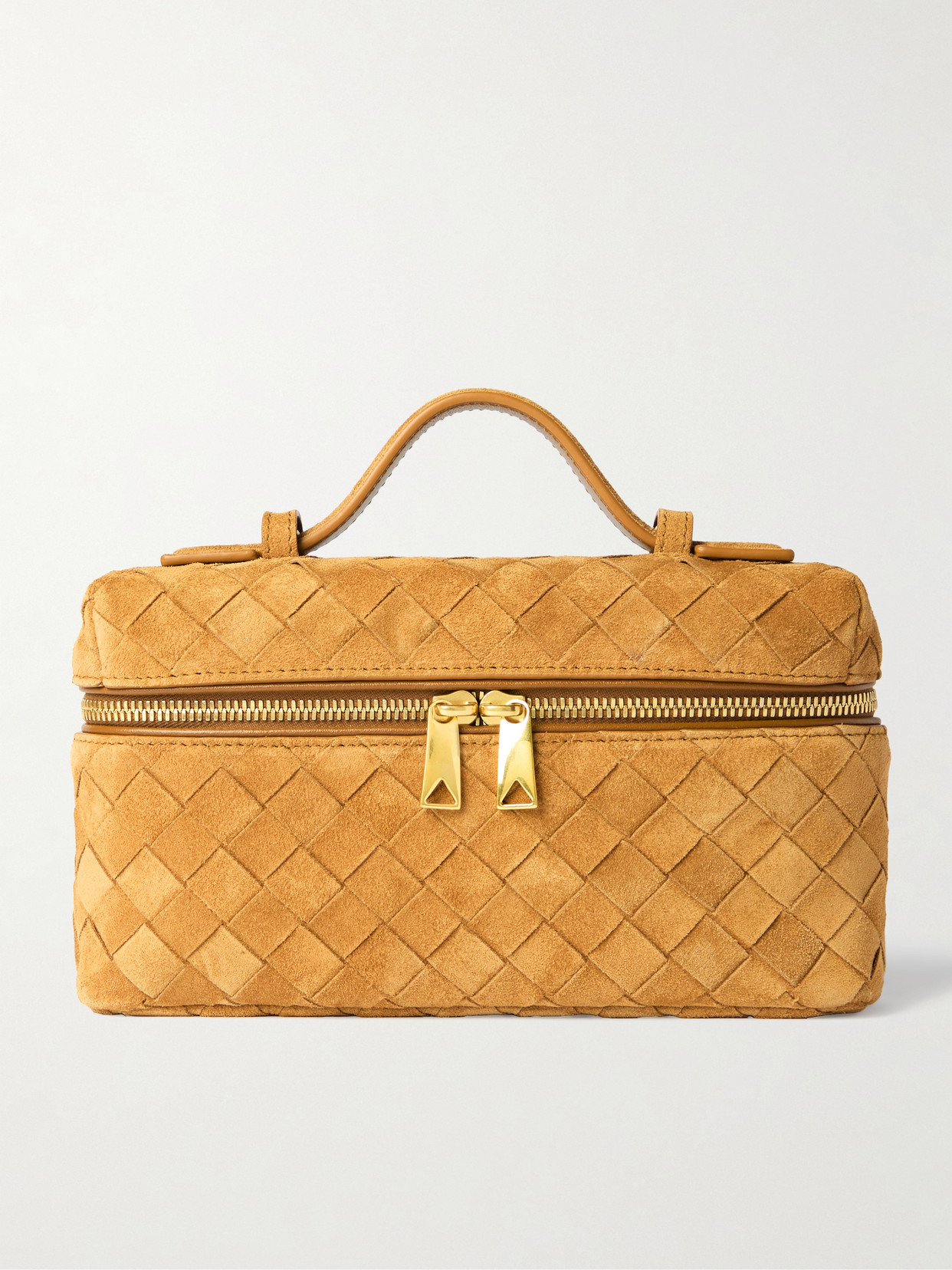 Bottega Veneta Bang Bang Vanity Mini Intrecciato Suede Tote In Brown