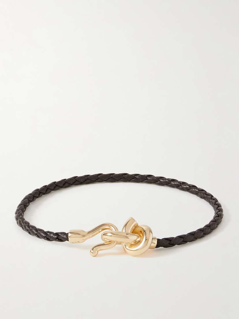Bottega Veneta Knot Gold-plated And Intrecciato Leather Bracelet