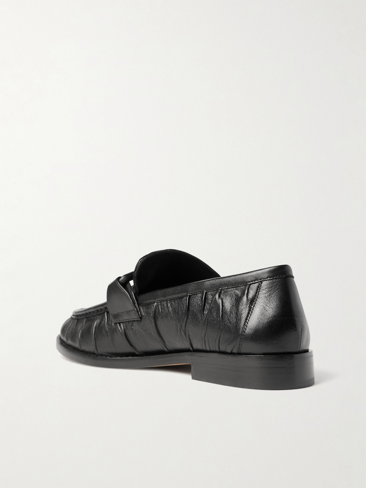 Bottega Veneta Astaire Knotted Crinkled-leather Loafers In Black