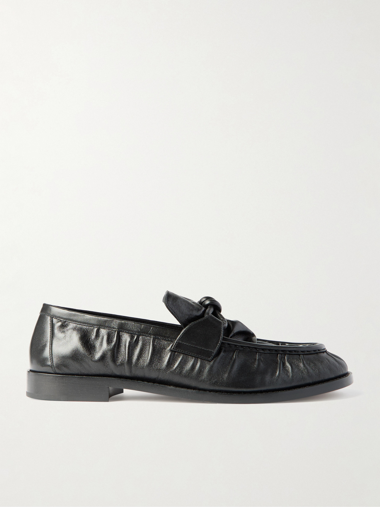 Bottega Veneta Astaire Knotted Crinkled-leather Loafers In Black