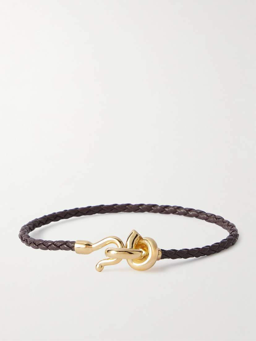 Bottega Veneta Knot Gold-plated And Intrecciato Leather Bracelet