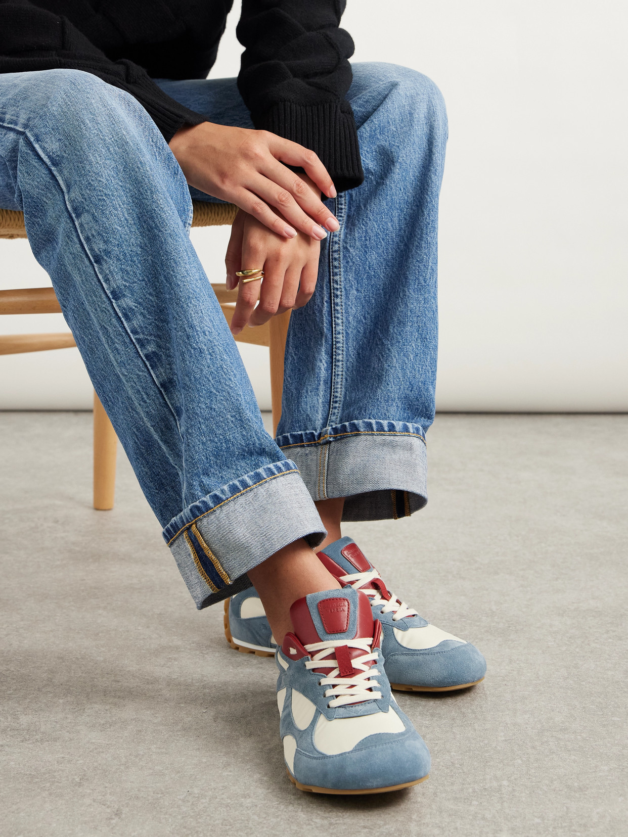 Bottega Veneta Orbit Flash Leather-trimmed Suede And Shell Sneakers In White