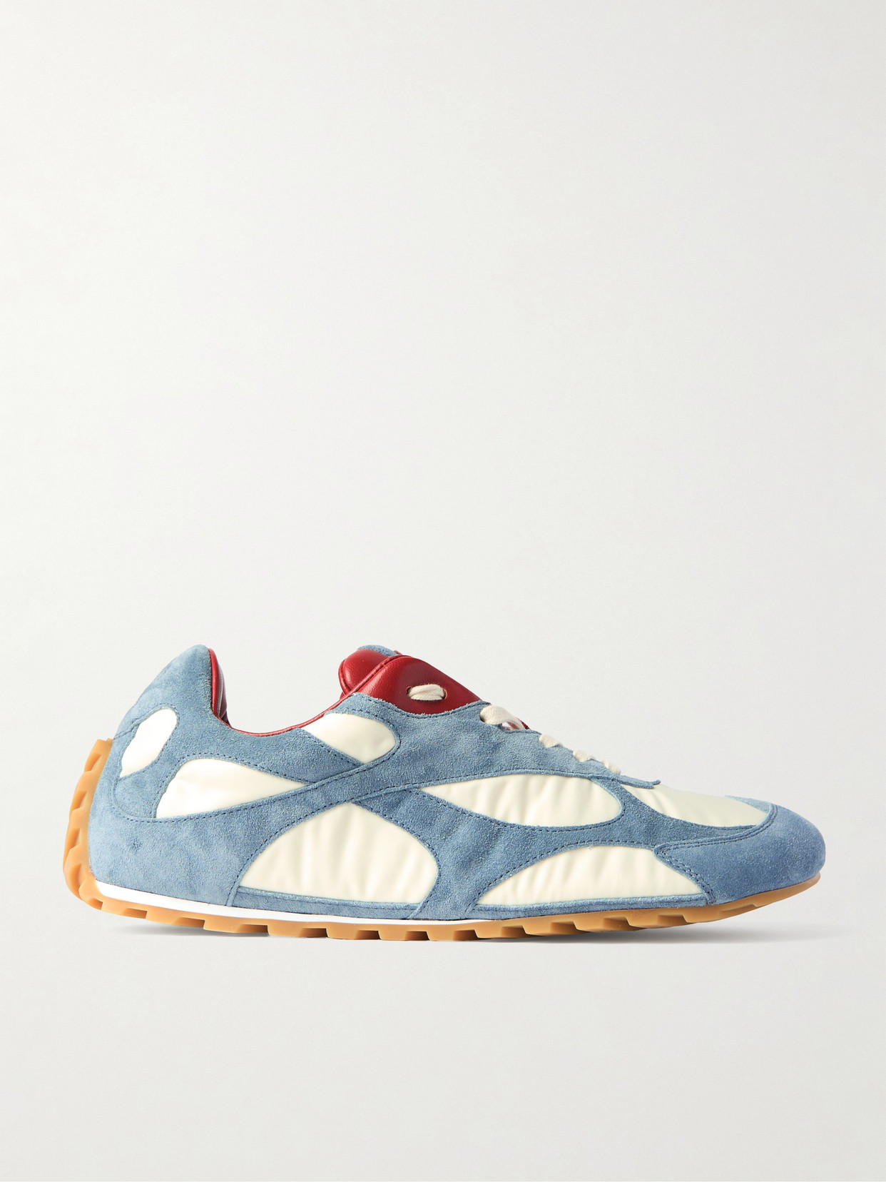 Bottega Veneta Orbit Flash Leather-trimmed Suede And Shell Sneakers In White