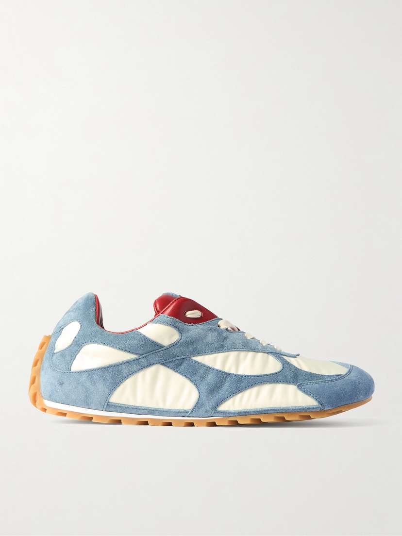 Bottega Veneta Orbit Flash Leather-trimmed Suede And Shell Sneakers