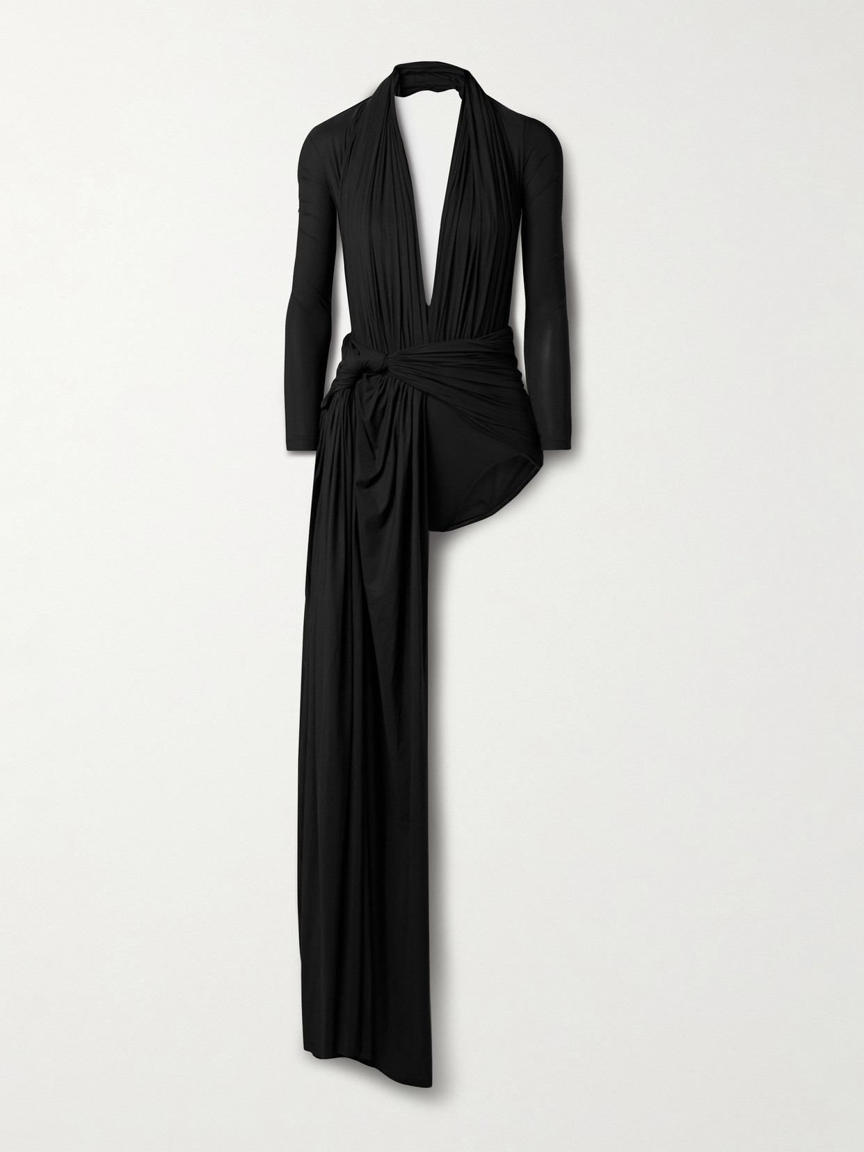 Balenciaga Draped Ruched Stretch-jersey Maxi Dress In Black