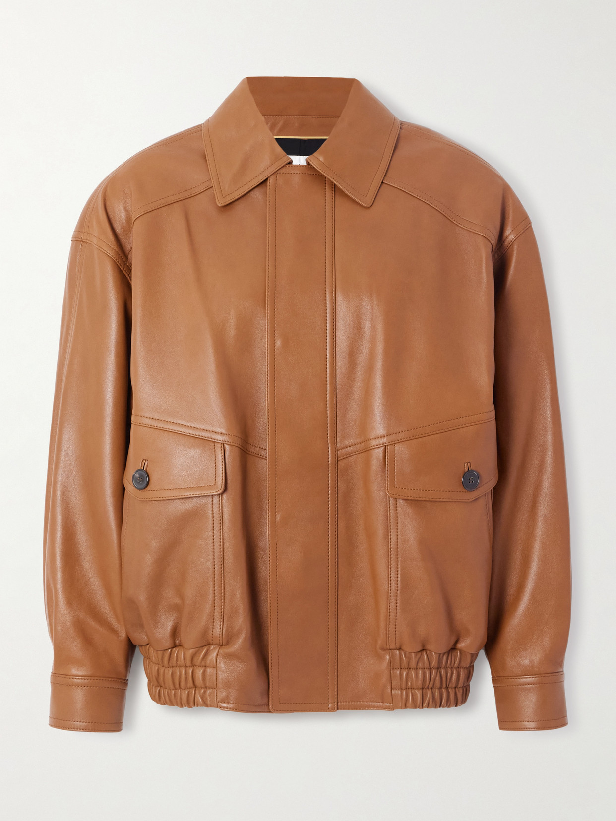 Saint Laurent Leather Jacket In Brown