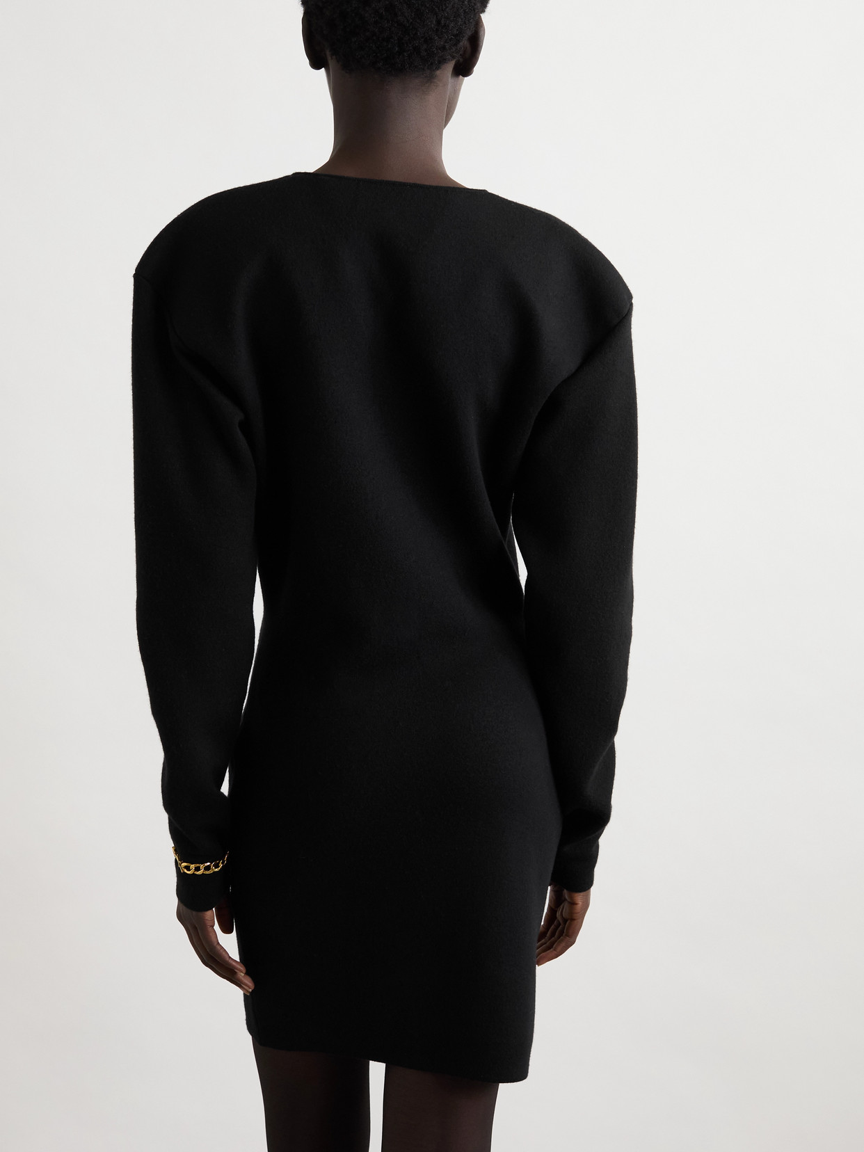Saint Laurent Wool-blend Mini Dress In Black